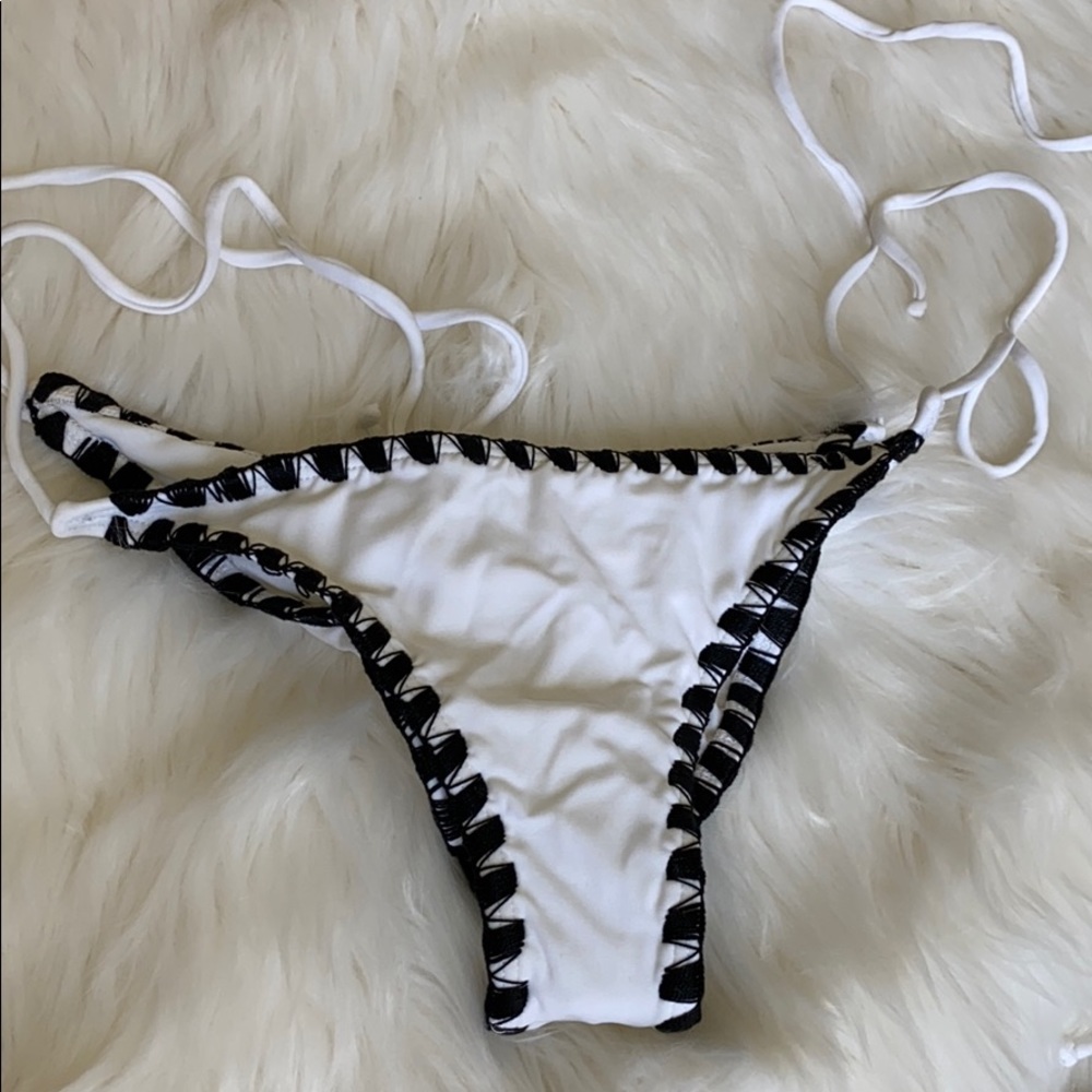 White bikini bottom black trim